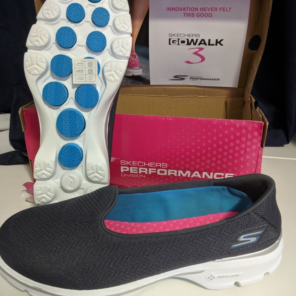 NWT Skechers Go Walk 3 Grey Slip Ons